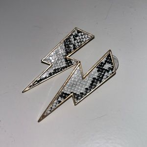 Gold & snake print lightning bolt shaped earrings
